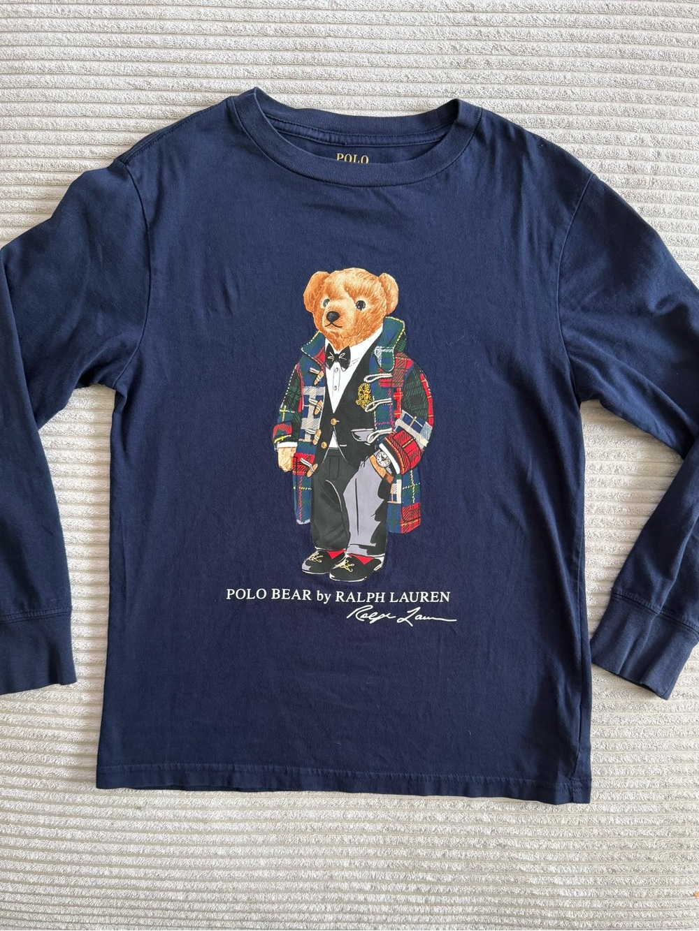 Ralph Lauren Navy Long-Sleeve Tee with Polo Bear Graphic